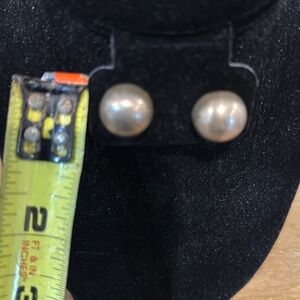 VINTAGE MEXICO 925 STERLING SILVER ROUND STUD EARRINGS